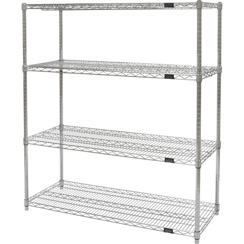 Heavy-Duty Chromate Wire Shelving, 4 Tiers, 30" W x 54" H x 14" D NRZ Safety Inc.