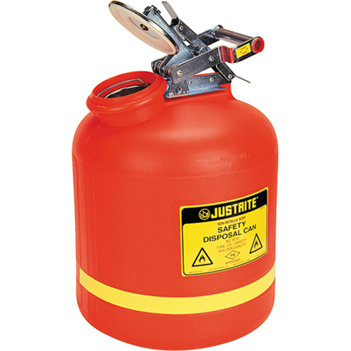 Bidons de r&eacute;cup&eacute;ration des liquides, Poly&eacute;thyl&egrave;ne, 5 gal. US, Rouge, Homologu&eacute; FM NRZ Safety Inc.