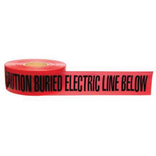Ruban d'avertissement de danger souterrain Buried Electric Line Identoline, 3" la x 1000' lo, Noir/rouge NRZ Safety Inc.
