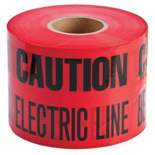 Ruban d'avertissement de danger souterrain Buried Electric Line Identoline, 6" la x 1000' lo, Noir/rouge NRZ Safety Inc.