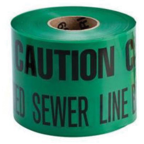 "Buried Sewer Line" Identoline&reg; Underground Warning Tape, 6" W x 1000' L, Black on Green NRZ Safety Inc.