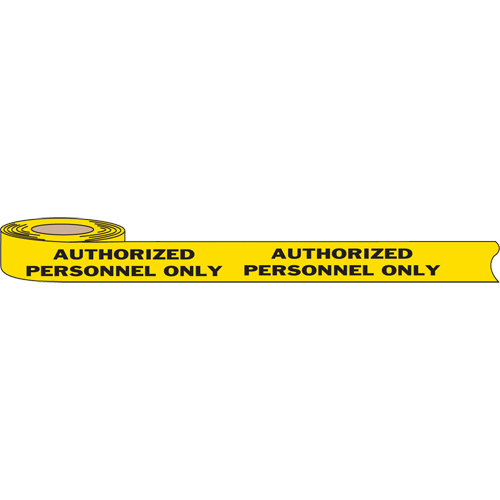 Rubans pour barricades, Anglais, 3" la x 1000' lo, 2 mils, Noir sur jaune NRZ Safety Inc.