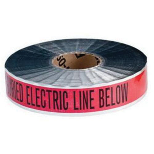 Ruban d'avertissement de danger souterrain Electric Line Identoline, 2" la x 1000' lo, Noir/rouge NRZ Safety Inc.