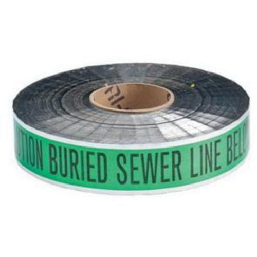 "Sewer Line" Identoline&reg; Underground Warning Tape, 2" W x 1000' L, Black on Green NRZ Safety Inc.