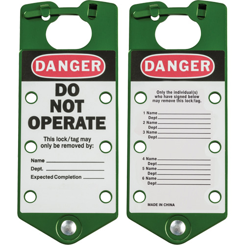 Moraillons de verrouillage &eacute;tiquet&eacute;s, Vert NRZ Safety Inc.