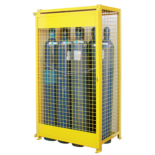 Gas Cylinder Cabinets, 10 Cylinder Capacity, 44" W x 30" D x 74" H, Yellow NRZ Safety Inc.