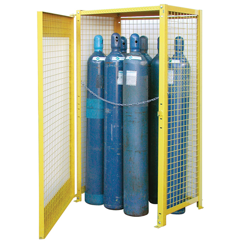 Gas Cylinder Cabinets, 10 Cylinder Capacity, 44" W x 30" D x 74" H, Yellow NRZ Safety Inc.