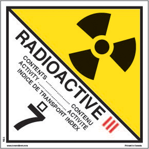 TDG Shipping Labels, Class 7, Radioactive III, Paper NRZ Safety Inc.