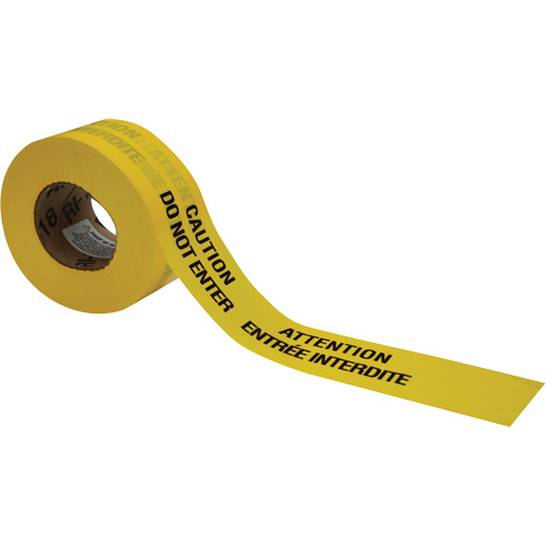 Rubans pour barricades, Bilingue, 3" la x 1000' lo, 3,5 mils, Noir sur jaune NRZ Safety Inc.