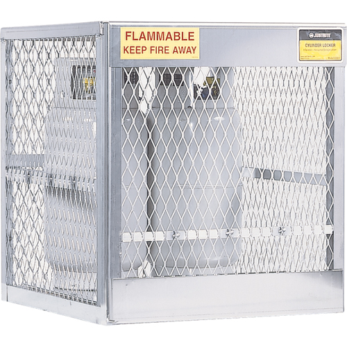 Aluminum LPG Cylinder Locker Storage, 4 Cylinder Capacity, 30" W x 32" D x 33-1/2" H, Silver NRZ Safety Inc.