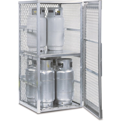 Aluminum LPG Cylinder Locker Storage, 8 Cylinder Capacity, 30" W x 32" D x 65" H, Silver NRZ Safety Inc.