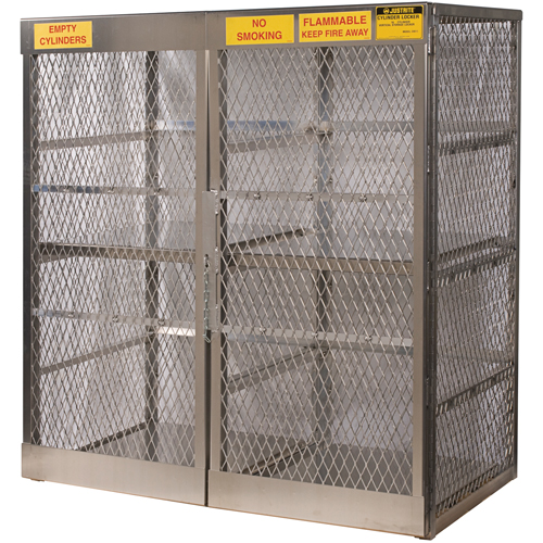 Aluminum LPG Cylinder Locker Storage, 16 Cylinder Capacity, 60" W x 32" D x 65" H, Silver NRZ Safety Inc.