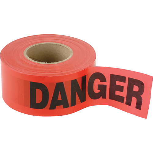Standard Smaller Barricade Tape, English, 3" W x 300' L, 2 mils, Black on Red NRZ Safety Inc.