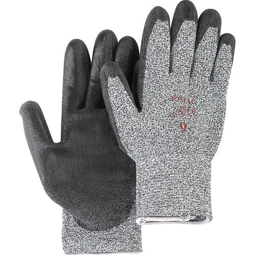 Gants de tricot poivre & sel avec rev&ecirc;tement de paume noir, Taille Petit/7, Rev&ecirc;tement Polyur&eacute;thane, Enveloppe en PEHP, ANSI/ISEA 105 niveau 2 NRZ Safety Inc.
