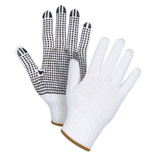 Gants tricot&eacute;s &agrave; pois, Poly/coton, Un c&ocirc;t&eacute;, Calibre 7, Grand NRZ Safety Inc.