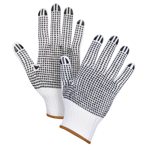Double-Sided Dotted String Knit Gloves, Poly/Cotton, Double Sided, 7 Gauge, Large NRZ Safety Inc.