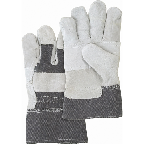 Gants d'ajusteur &agrave; paume renforc&eacute;e d'usage standard, Grand, Paume en Cuir de vache refendu, Doublure en Coton NRZ Safety Inc.