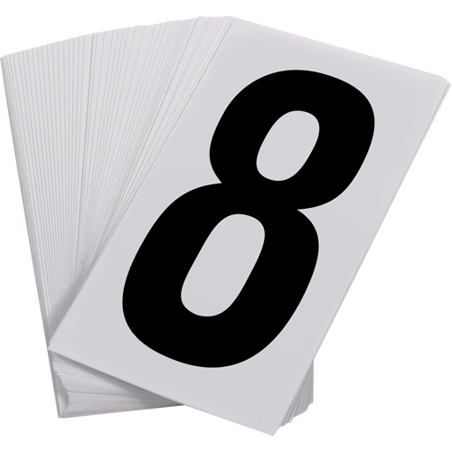 Pressure Sensitive Numbering, 8, 3-1/2" H, Black on White NRZ Safety Inc.