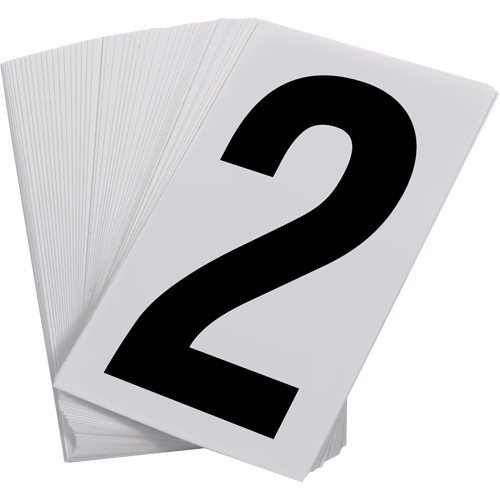 Pressure Sensitive Numbering, 2, 3-1/2" H, Black on White NRZ Safety Inc.