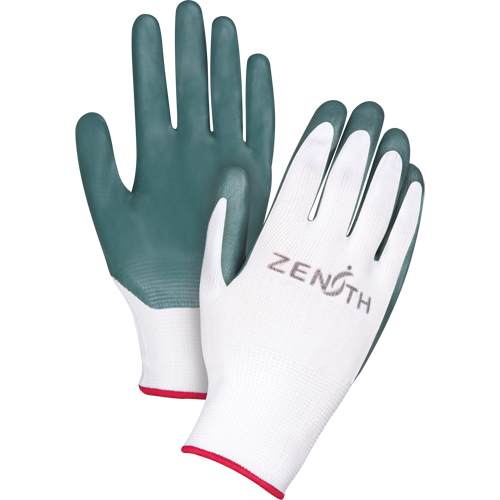 Gants enduits confortables de premi&egrave;re qualit&eacute;, 10/T-Grand, R&ecirc;vetement Nitrile, Calibre 13, Enveloppe en Polyester NRZ Safety Inc.