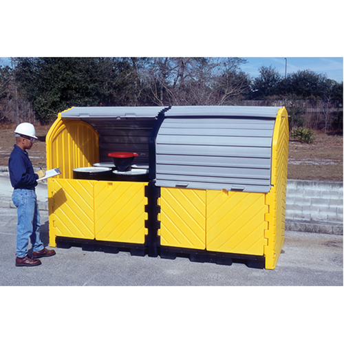 Ultra-Hard Top Plus Spill Pallets With Drain, 126" L x 62" W x 79" H, 18000 lbs. Load Capacity NRZ Safety Inc.