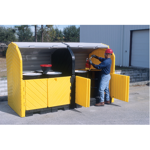 Ultra-Hard Top Plus Spill Pallets With Drain, 126" L x 62" W x 79" H, 18000 lbs. Load Capacity NRZ Safety Inc.