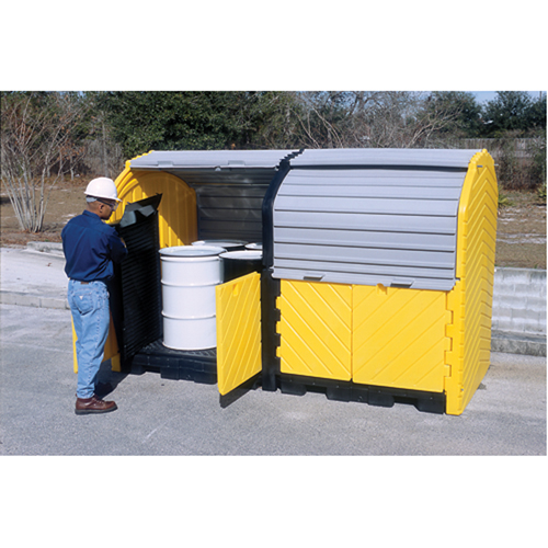 Ultra-Hard Top Plus Spill Pallets With Drain, 126" L x 62" W x 79" H, 18000 lbs. Load Capacity NRZ Safety Inc.