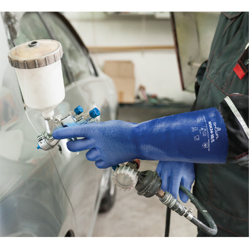 NSK24 Nitri-Solve Knit-Lined Gloves, Size Medium/9, 14" L, Nitrile, Interlock Inner Lining, 24-mil NRZ Safety Inc.