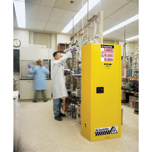 Sure-Grip&reg; EX Slimline Flammable Safety Cabinet, 22 gal., 1 Door, 23.25" W x 65" H x 18" D NRZ Safety Inc.