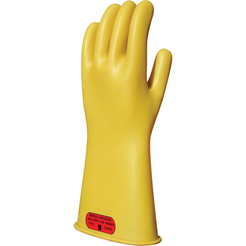 Yellow Natural Rubber Insulating Gloves, ASTM Class 0, Size 8, 11" L NRZ Safety Inc.