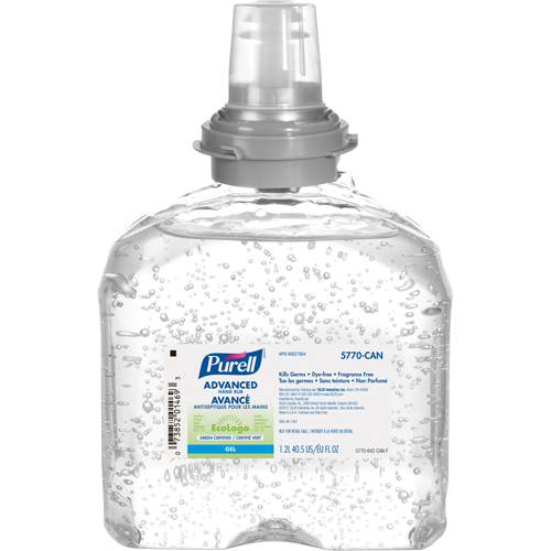 TFX Advanced Hand Sanitizer, 1200 ml, Cartridge Refill, 70% Alcohol NRZ Safety Inc.