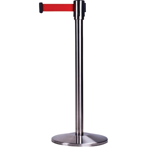 Barri&egrave;res sur pieds pour le contr&ocirc;le des foules, Acier, 35" h, Ruban Rouge, Longueur du ruban 7' NRZ Safety Inc.