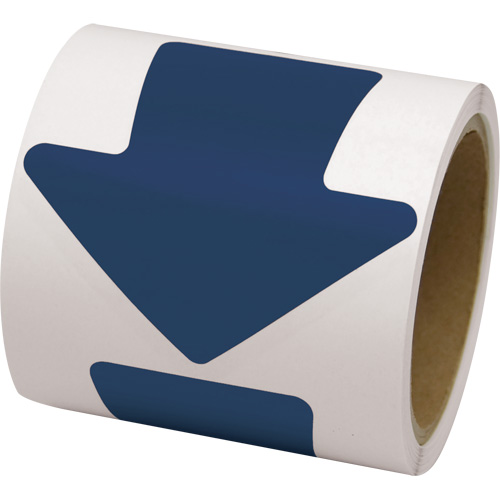 D&eacute;calcomanie en couleur pour le marquage des planchers, Fl&egrave;che, 4" lo x 4" la, Bleu, Vinyle NRZ Safety Inc.