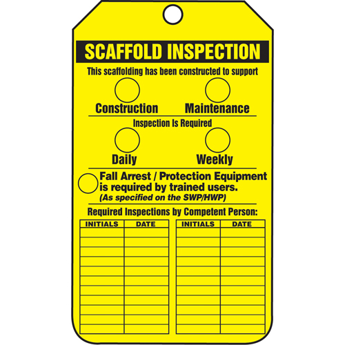 &eacute;tiquettes de s&eacute;curit&eacute; d'inspection et de contr&ocirc;le de l'&eacute;tat de l'&eacute;quipement, Papier cartonn&eacute;, 3-1/8" la x 5-7/8" h, Anglais NRZ Safety Inc.