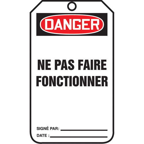 Lockout Tags, Cardstock, 3-1/8" W x 5-7/8" H, French NRZ Safety Inc.
