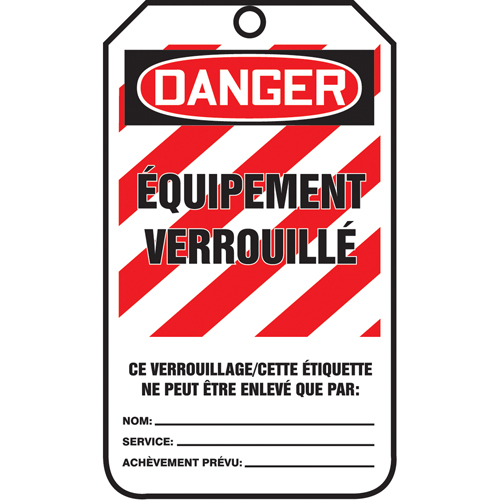 &eacute;tiquettes de s&eacute;curit&eacute; - Verrouillage, Papier cartonn&eacute;, 3-1/8" la x 5-7/8" h, Français NRZ Safety Inc.