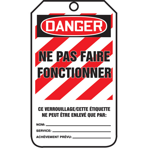 Lockout Tags, Plastic, 3-3/8" W x 5-7/8" H, French NRZ Safety Inc.