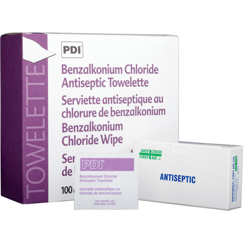 Lingettes antiseptiques au chlorure de benzalkonium, Serviette, Antiseptique NRZ Safety Inc.