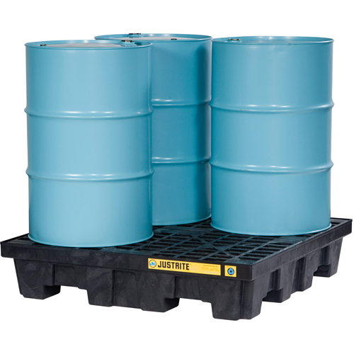 EcoPolyBlend Spill Control Pallets - With Drain, 73 US gal. Spill Capacity, 49" x 49" x 10.3" NRZ Safety Inc.