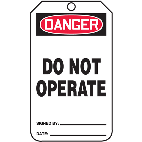 &eacute;tiquettes de s&eacute;curit&eacute;, Papier cartonn&eacute;, 3-1/4" la x 5-3/4" h, Anglais NRZ Safety Inc.