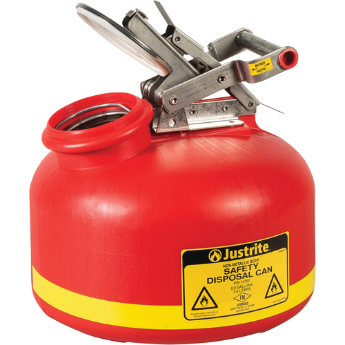 Liquid Disposal Cans, Polyethylene, 2 US gal., Red, FM Approved NRZ Safety Inc.