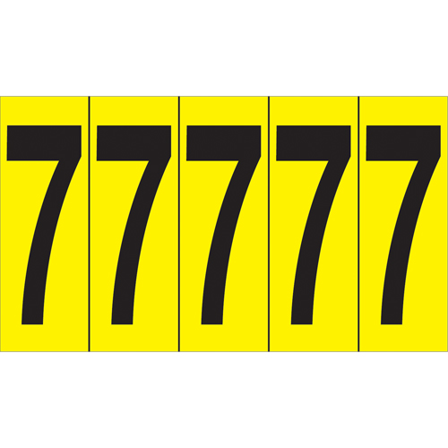 Individual Adhesive Number Markers, 7, 3-7/8" H, Black on Yellow NRZ Safety Inc.