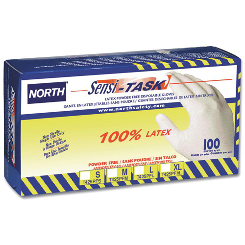 North&reg; Sensi-Task Disposable Gloves, Small, Latex, 5-mil, Powder-Free, White NRZ Safety Inc.