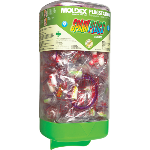 Distributeur PlugStation avec bouchons d'oreille SparkPlugs &agrave; cordon NRZ Safety Inc.