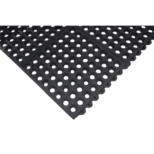 Tapis modulaire antifatigue, Nid d'abeilles, 3' x 3' x 1/2", Noir, Caoutchouc naturel NRZ Safety Inc.
