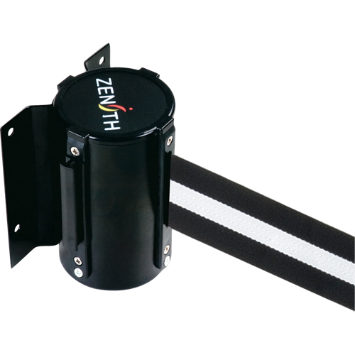 Barri&egrave;re &agrave; fixation murale, Acier, Fixation par vis, 7', Ruban Noir/Blanc NRZ Safety Inc.