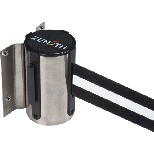 Barri&egrave;re &agrave; fixation murale, Acier, Fixation par vis, 7', Ruban Noir/Blanc NRZ Safety Inc.
