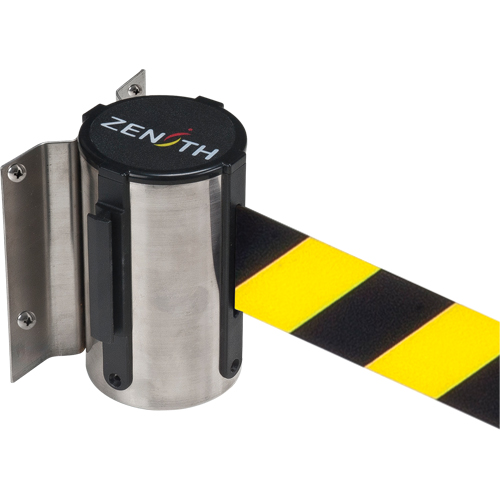Wall Mount Barrier, Steel, Screw Mount, 7', Black/Yellow Tape NRZ Safety Inc.
