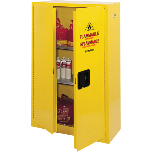 Flammable Storage Cabinet, 45 gal., 2 Door, 43" W x 65" H x 18" D NRZ Safety Inc.