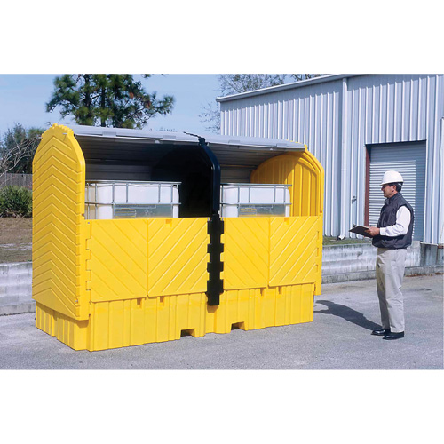 Ultra-Twin IBC Hard Top With Drain, 128" L x 67" W x 96" H, 8000 lbs. Load Capacity NRZ Safety Inc.
